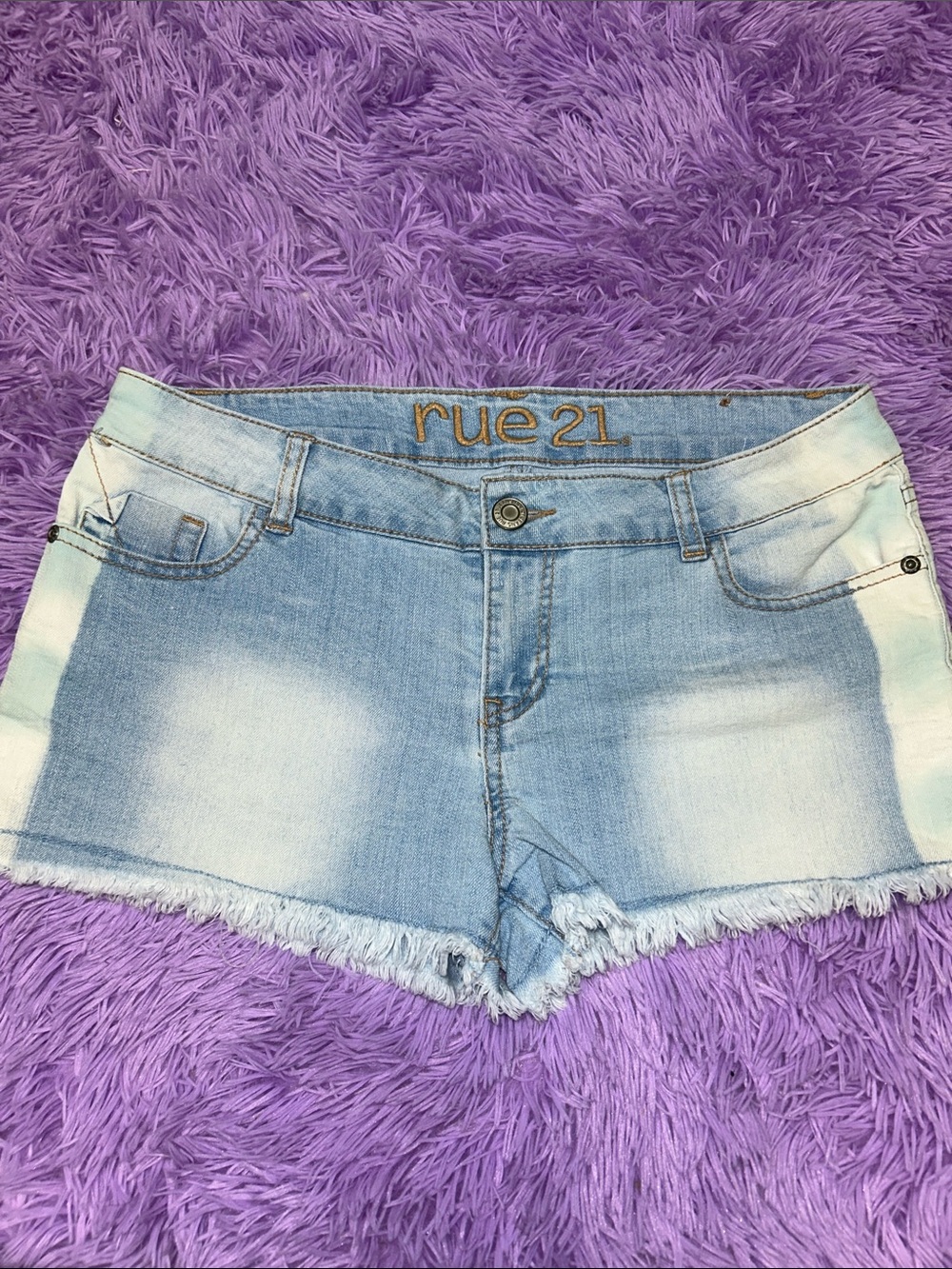 Rue21 Light Blue Denim Cutoff Shorts with White Side Panels